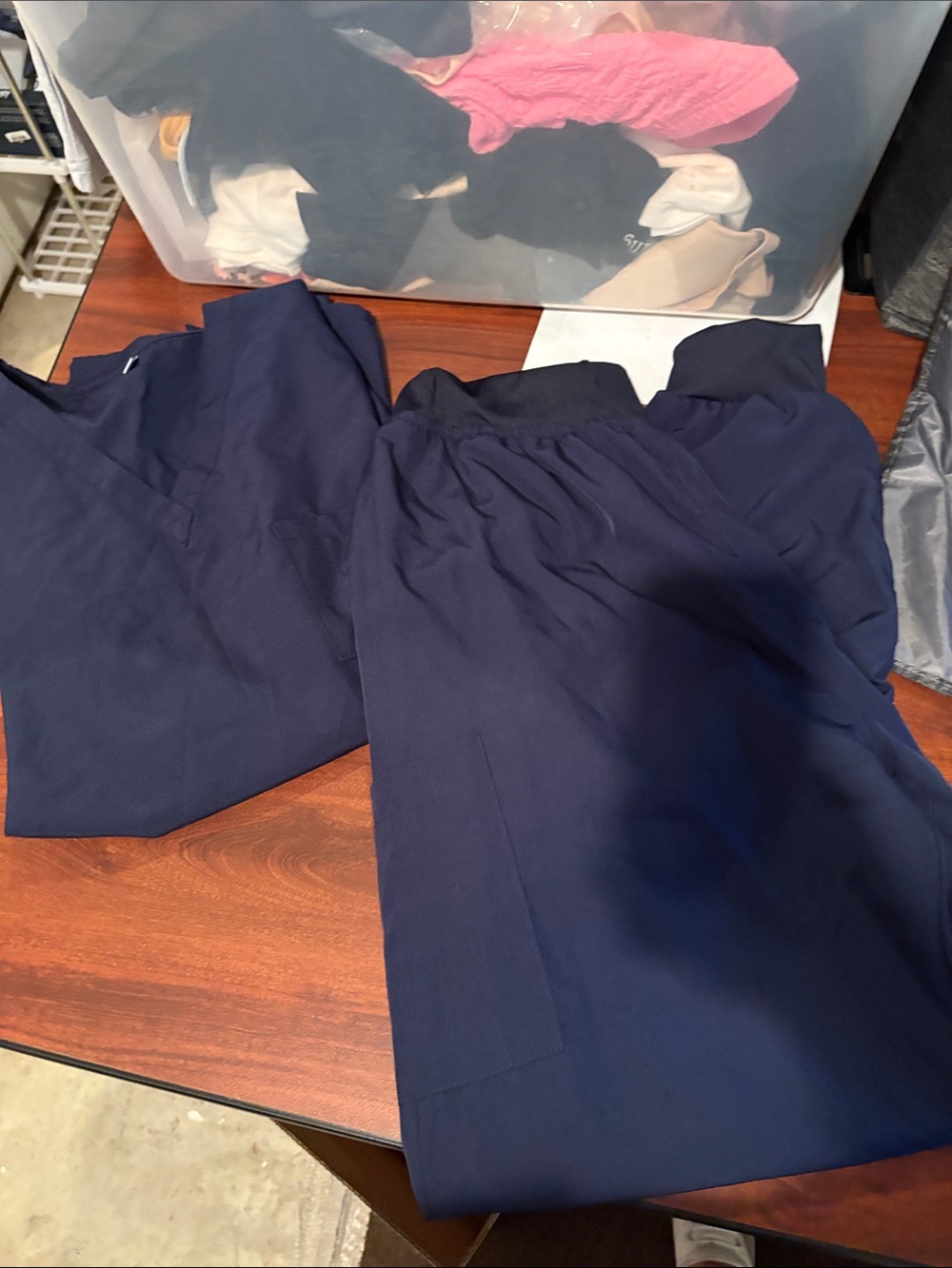 Women's Navy  scrub set top and bottom are Elastic-Waist Pants joggers size Xl